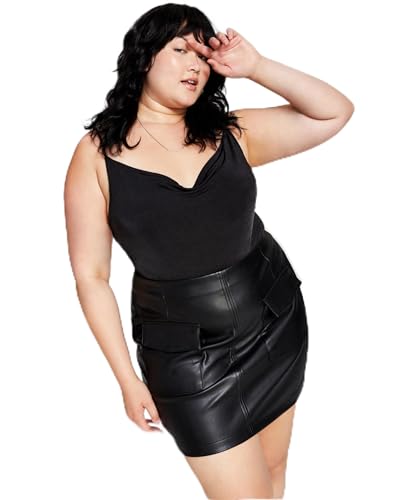 Trendy Plus Size Faux-Leather Cargo Mini Skirt