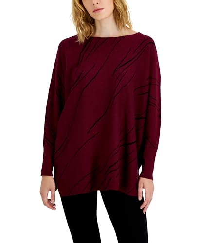 Alfani Petite Printed Boat Neck Sweater