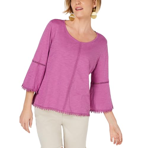 Style & Co Crochet Trim Bell Sleeve Top