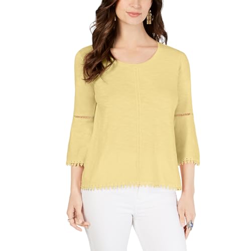 Style & Co Crochet Trim Bell Sleeve Top
