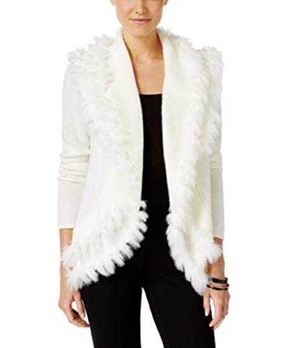 Alfani Petite Faux Fur Trim Cardigan