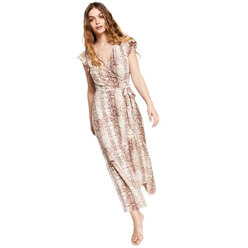 Bar III Petite Animal Print Wrap Front Dress