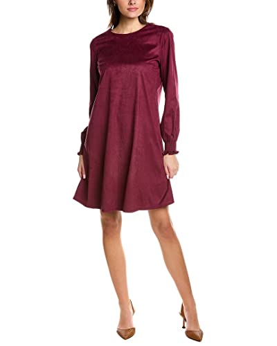 Anne Klein Womens Faux Suede Long Sleeve A Line Dress