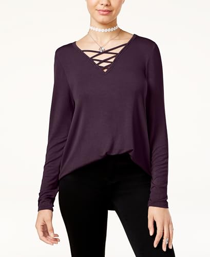 Hippie Rose Juniors Long Sleeve Lace Up Cozy T-Shirt