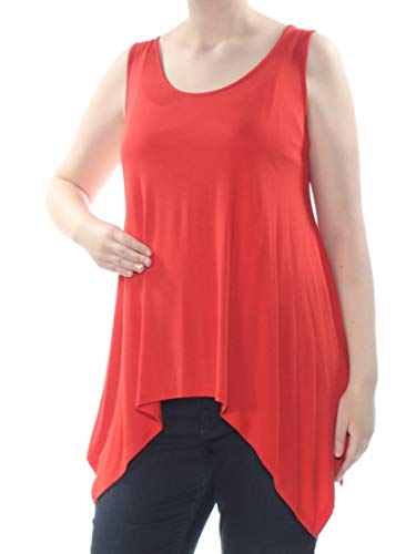 Celebrity Pink Trendy Plus Size Handkerchief Hem Tank Top