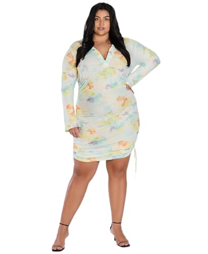 Nicole Williams English Plus Size Printed Ruched Dress