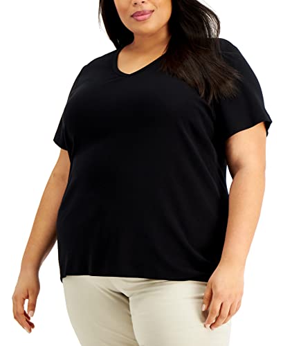 Karen Scott Plus Size Cotton V Neck Top