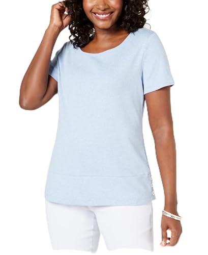 Karen Scott Button Hem Scoop Neck Top