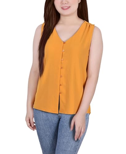 Petite Sleeveless Button Front Blouse