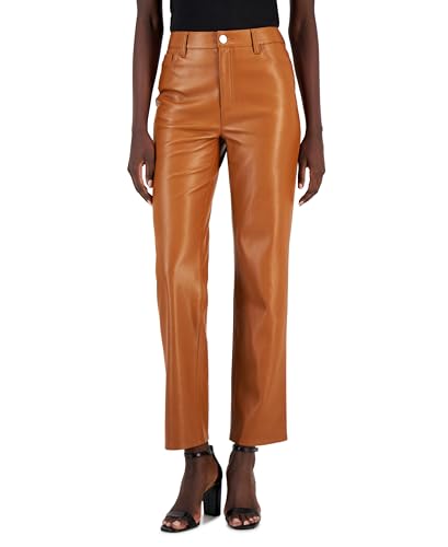 International Concepts Womens Faux Leather Straight Leg Pants
