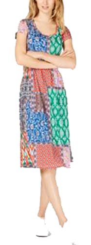NY Collection Petite Tropical-Print Dress (Blue Eclecticpatch, P/S)