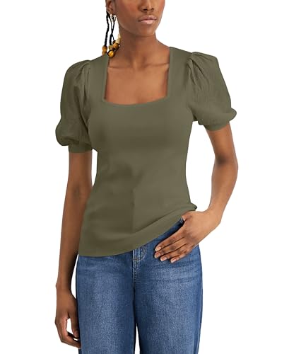 INC International Concepts Womens Pointelle Sleeve Sweater