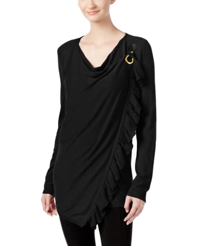 INC International Concepts Petite Ruffled Draped Sweater