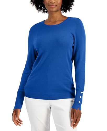 Women's Button-Sleeve Crewneck Sweater