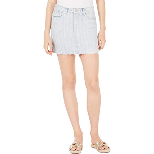 Vanilla Star Juniors Striped Denim Mini Skirt