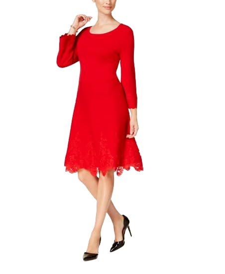 Charter Club Petite Lace Hem Fit Flare Dress