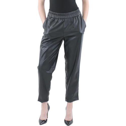 Anne Klein Cinched Waist Crop Faux Leather Pants