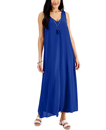 JM Collection Womens Chiffon Overlay Sleeveless Dress
