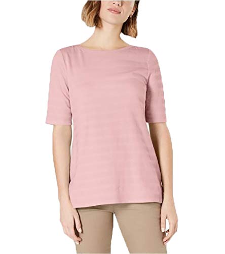 Charter Club Cotton Texture Striped Elbow Sleeve Top