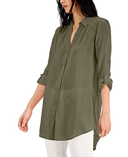 INC International Concepts Solid Button Up Tunic