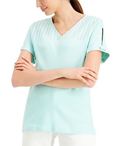 Cotton Striped-Yoke Top