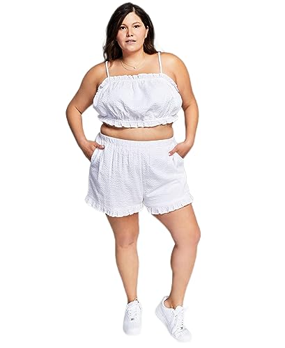 Now This Trendy Plus Size Cotton Textured Ruffled Shorts