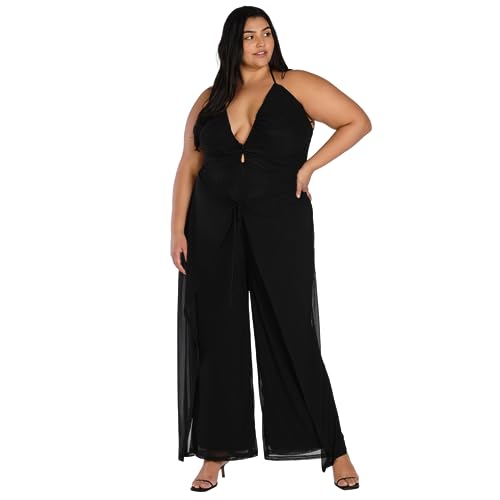 Nicole Williams English Trendy Plus Size Halter Jumpsuit