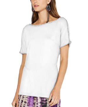 INC Short-Sleeve Jewel-Embellished Top