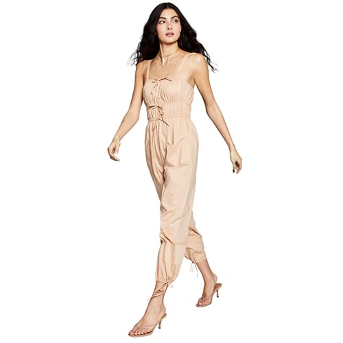 Now This Womens Cotton Tie Front Jumpsuit