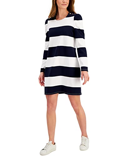 Charter Club Striped Puff Shoulder Dress