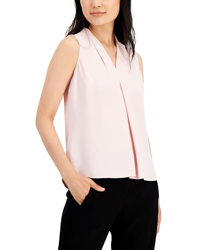 Women's Sleeveless Pleat V-Neck Top