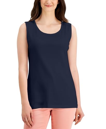 Karen Scott Womens Short Sleeve Cotton Tunic Tank Top