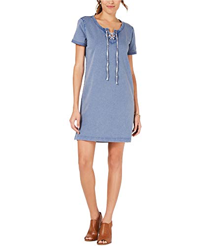 Style & Co Lace Up Cotton T-Shirt Dress