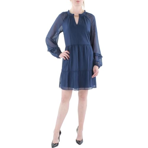 Women's Metallic-Striped Chiffon Minidress