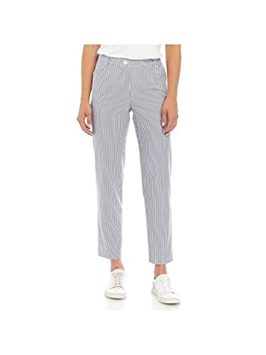 Anne Klein Womens High Rise Striped Straight Leg Pants Gray 0