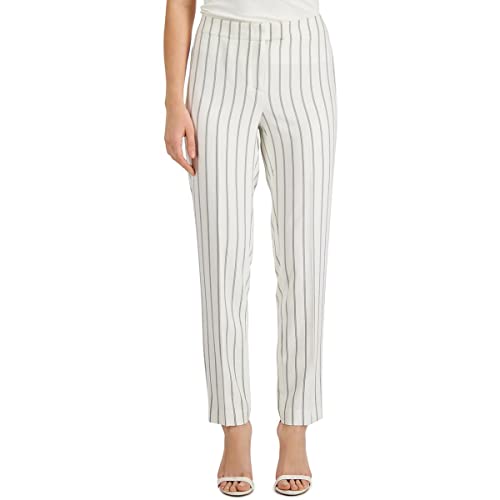 Anne Klein Womens Striped Fly Front Extend Tab Pants