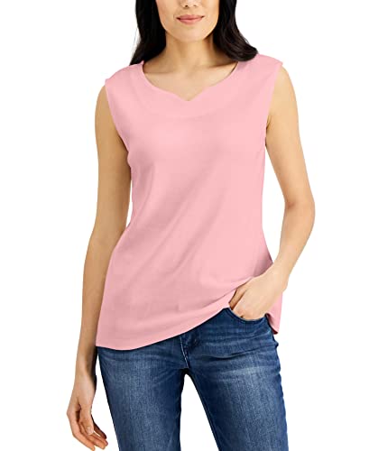 Karen Scott Cotton Sweetheart Neckline Tank Top