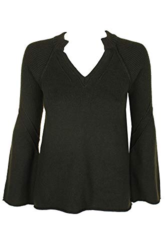 Split-Neck Bell-Sleeve Sweater