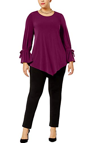 Alfani Plus Size Ruffled Sleeve Pointed Hem Blouse