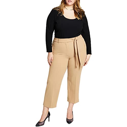 Bar III Plus Size Belted Textured Crepe Pants