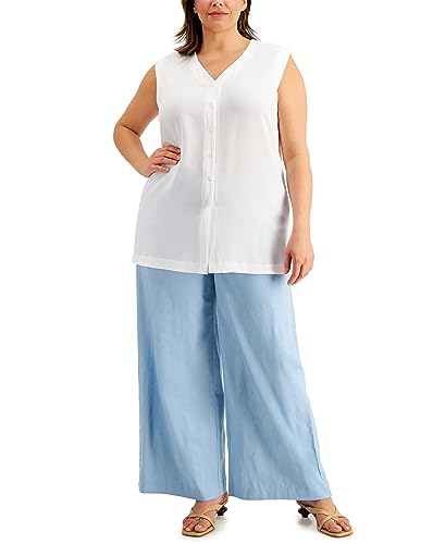 Alfani Plus Size Sleeveless Button Up Top