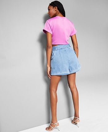 INC International Concepts Jeannie Mai X Inc Denim Belted Cargo Shorts