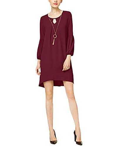NY Collection Petite High Low Keyhole Shift Dress With Necklace