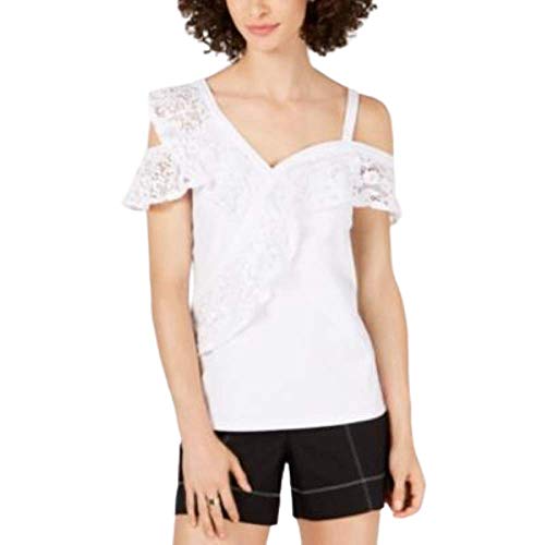 Lace Ruffle Cold Shoulder Top