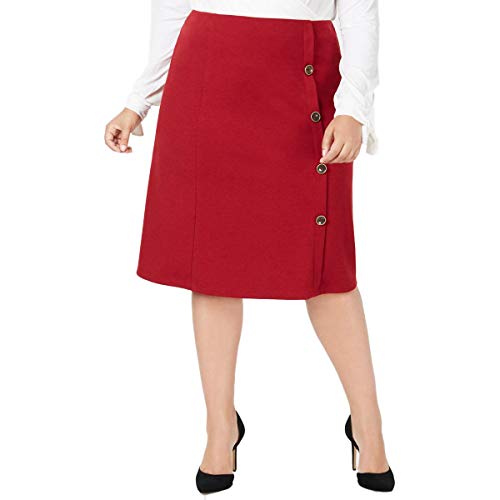 NY Collection Plus Size Petite Plus Button Side Skirt