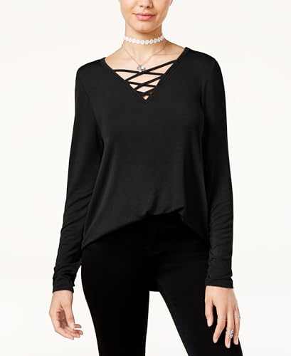 Hippie Rose Juniors Long Sleeve Lace Up Cozy T-Shirt