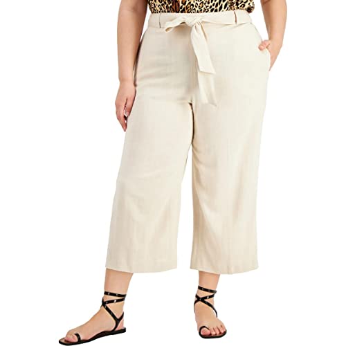 Bar III Plus Size High Rise Tie Waist Pants