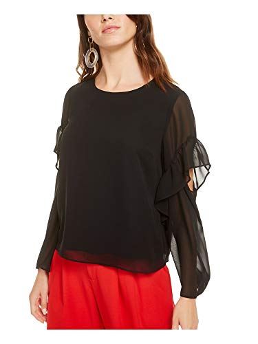 Bar III Cutout Ruffle Sleeve Top