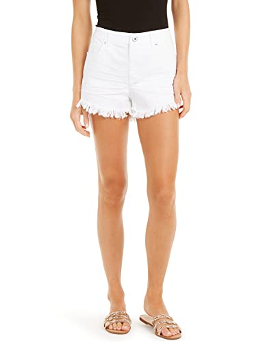 INC International Concepts Frayed Hem High Rise Denim Shorts