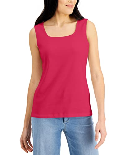 Karen Scott Petite Cotton Square Neck Tank Top